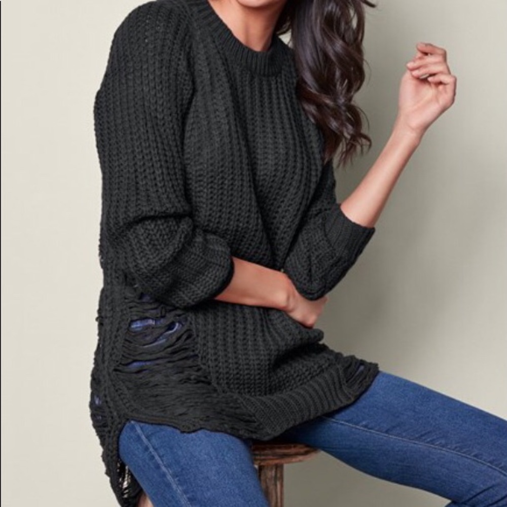 Ripped Crew Neck Sweater